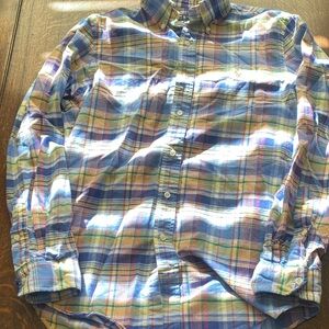 Ralph Lauren Blue and Yellow Plaid Shirt Size S 100% cotton Excellent Condition